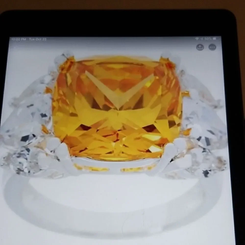 9 Ct. Royal Canary & White Sim Diamond Ring Sz 8